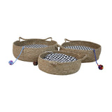 straw-woven pet bed
