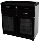Black Glass 85 Tea Cabinet with Drawer