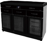 Black Glass 1.2m Tea Cabinet with Drawer